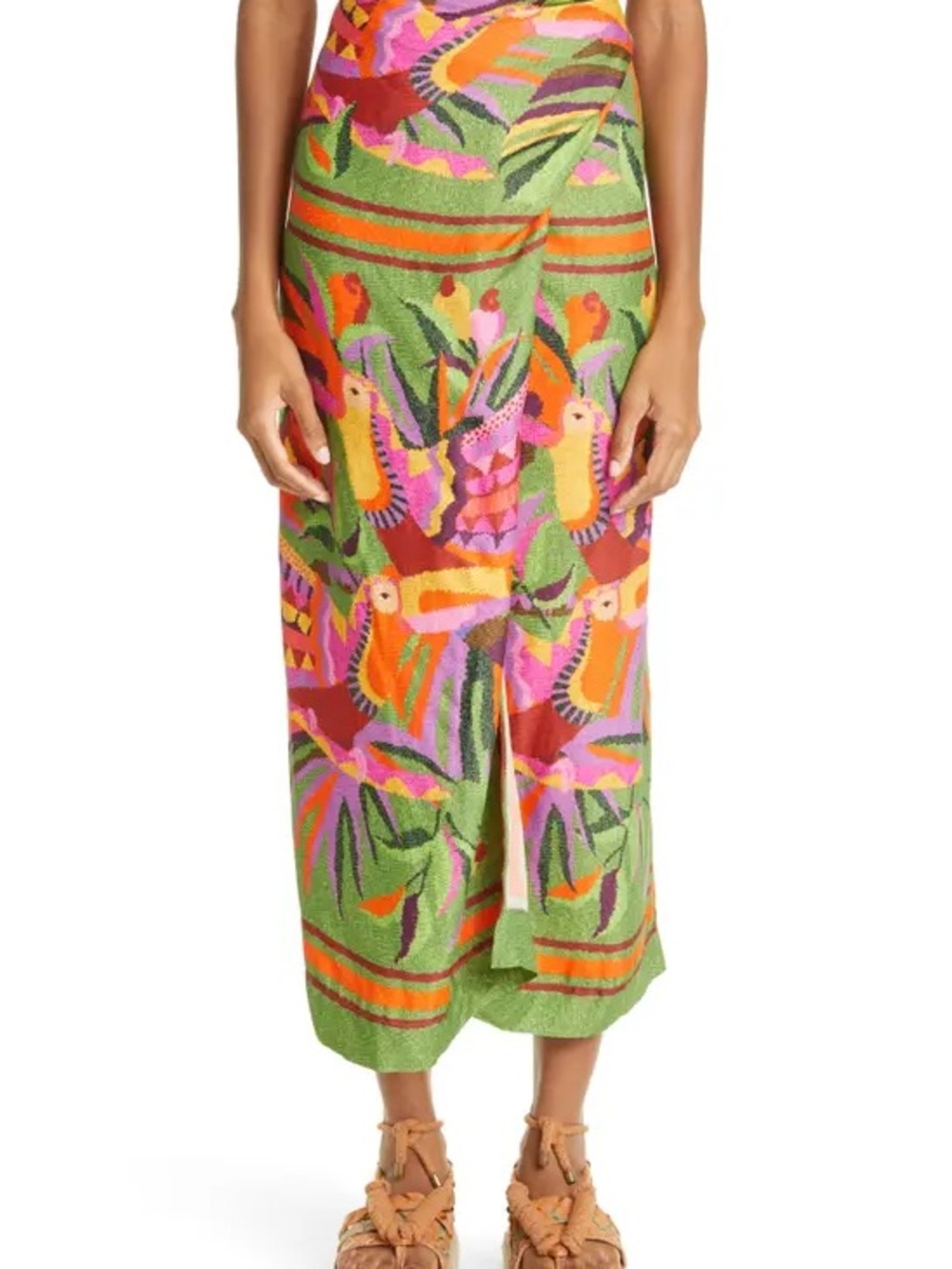 FARM Rio Toucan Scarf Crop Top and Midi Skirt matching set - Picture 4 of 14